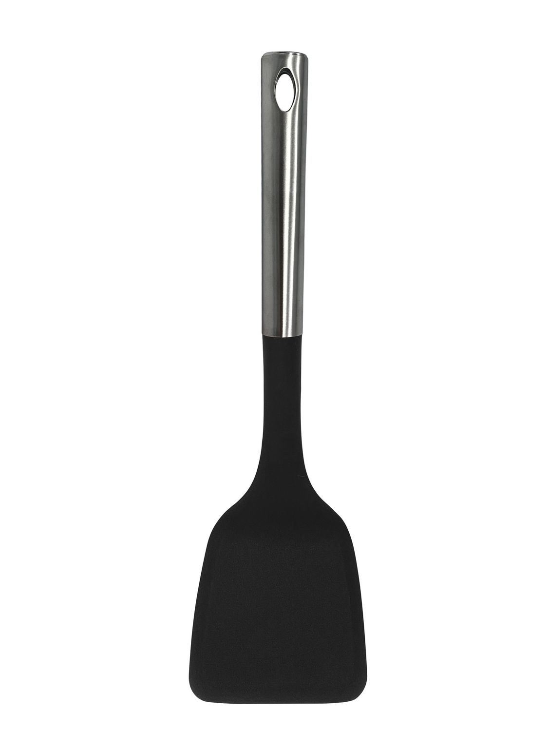 M8573/C - Millvado - Nylon Utensils SS Handle, Solid Turner, Black,13.5&#39;&#39;
