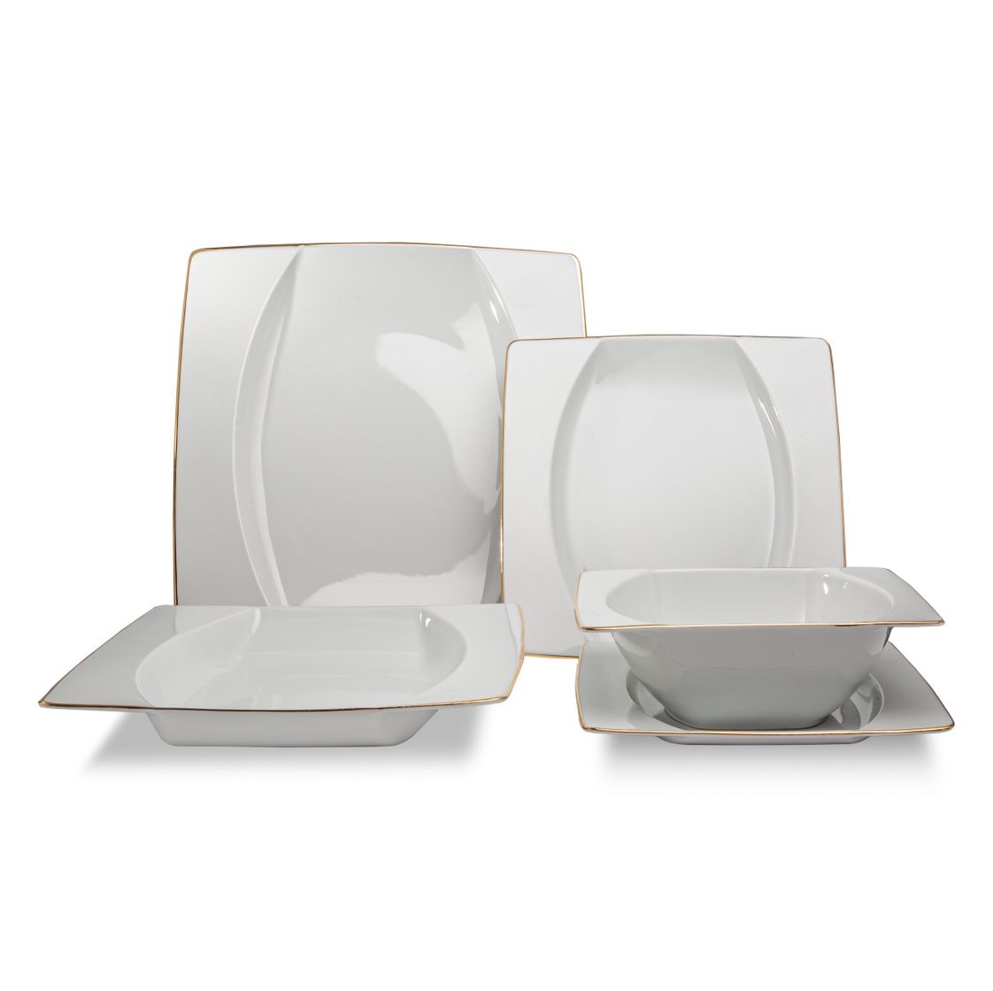 VL-2046-EG - Vikko Luxe - Eye Gold, White, 20 Pc Dinnerware Set