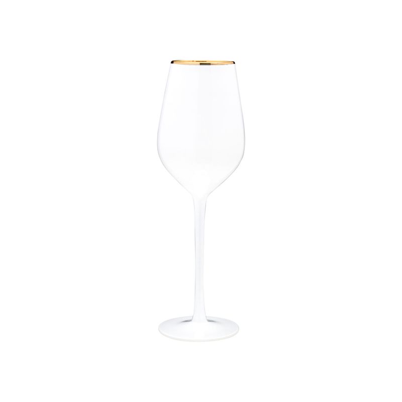 VD-P13-WH - Vikko Decor - Platinum, White with Gold Rim, Wine Glass, 13.5 oz