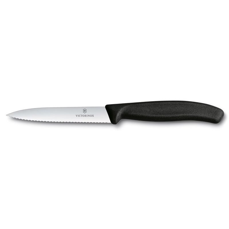 6.7733 - Swiss Classic Paring Knife, Serrated, Spear Tip, 4, Black
