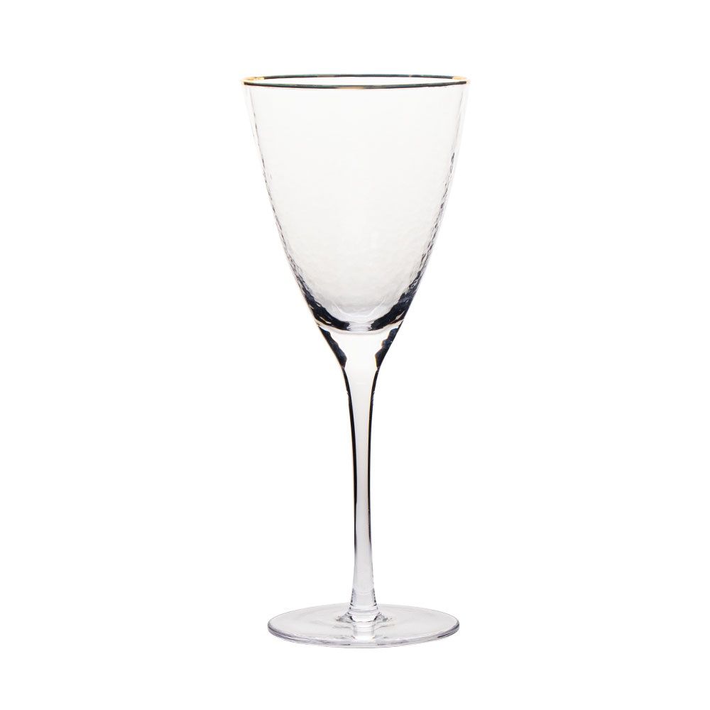 VD-2013-HGR - Vikko Decor - Gold Rim, Hammered Water Glass, 13 Oz