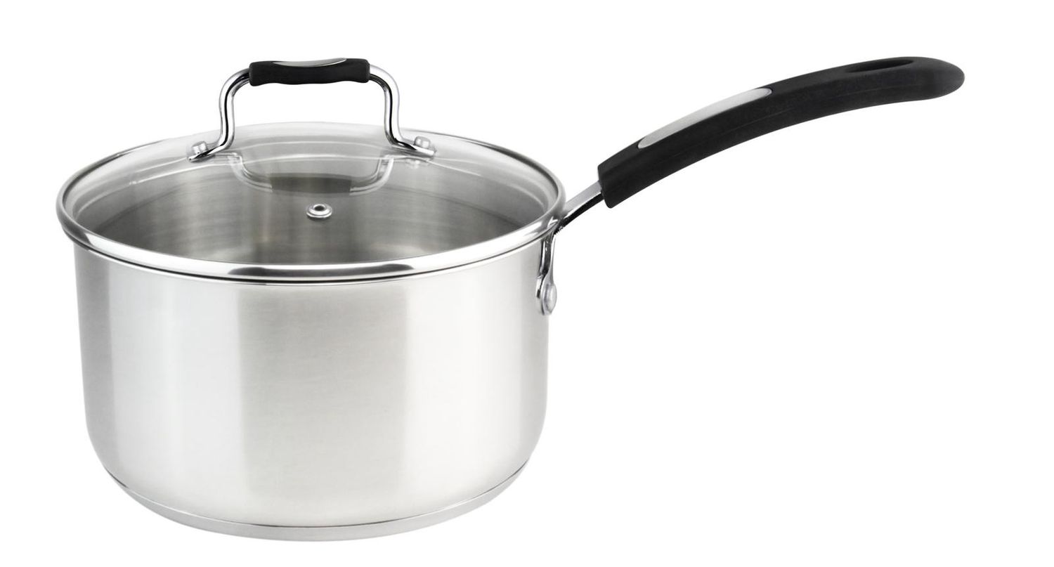 MU-16-SP/BK - Millvado-Urban Ss Sauce Pan/W Glass Lid Silicone Handles, Black, 1.7 Qt, 6.3&quot;&quot;X 3.15&quot;&quot;
