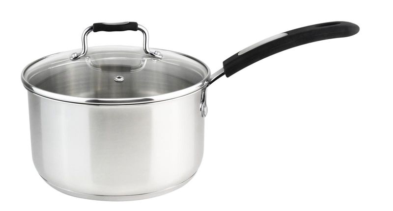 MU-16-SP/BK - Millvado-Urban Ss Sauce Pan/W Glass Lid Silicone Handles, Black, 1.7 Qt, 6.3&quot;&quot;X 3.15&quot;&quot;
