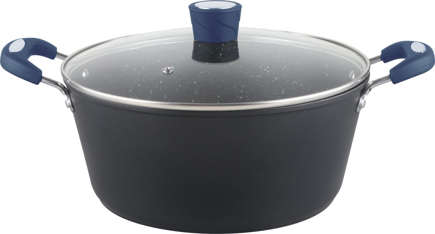 MR-07-B - Millvado - Rainbow Blue, Non Stick Pot/W Glass Lid, Soft Grip Handle 7 Qt