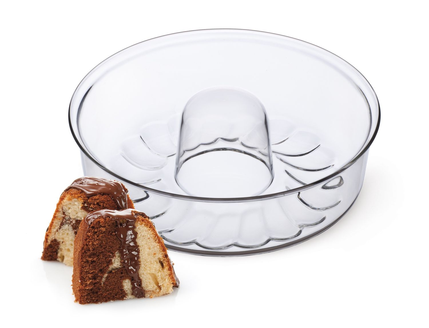 SX-5221 - Simax - Shallow Blown Glass Bundt Pan , 10.25&#39;&#39;/2.1 Qt 8.4 Cups
