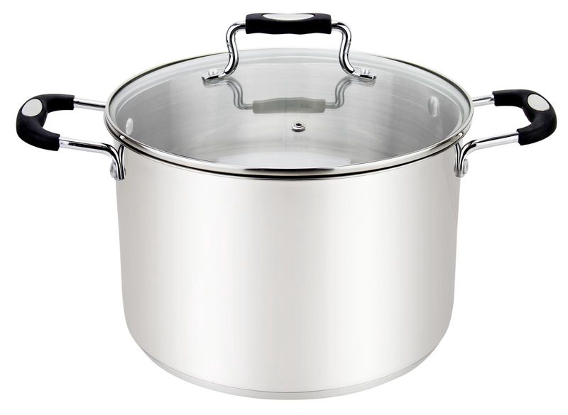 MU-28-12/BK - Millvado-Urban Ss Stock Pot /W Glass Lid Silicone Handles,Black, 12.5 Qt,11&quot;&quot;X8.2&quot;&quot;