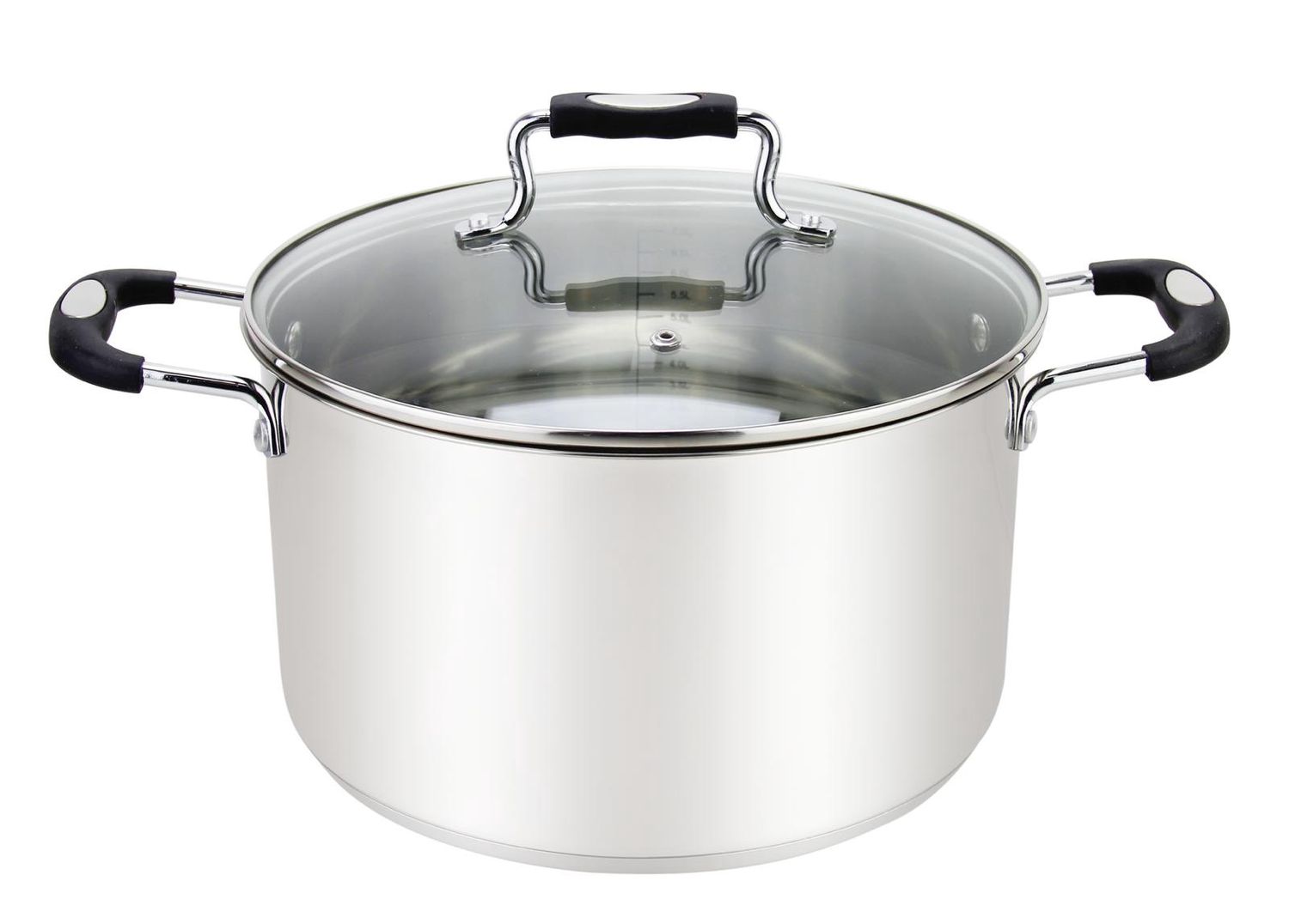MU-20-4/BK - Millvado-Urban Ss Stock Pot /W Glass Lid Silicone Handles, Black, 4 Qt, 7.8&quot;&quot;X4.7&quot;&quot;