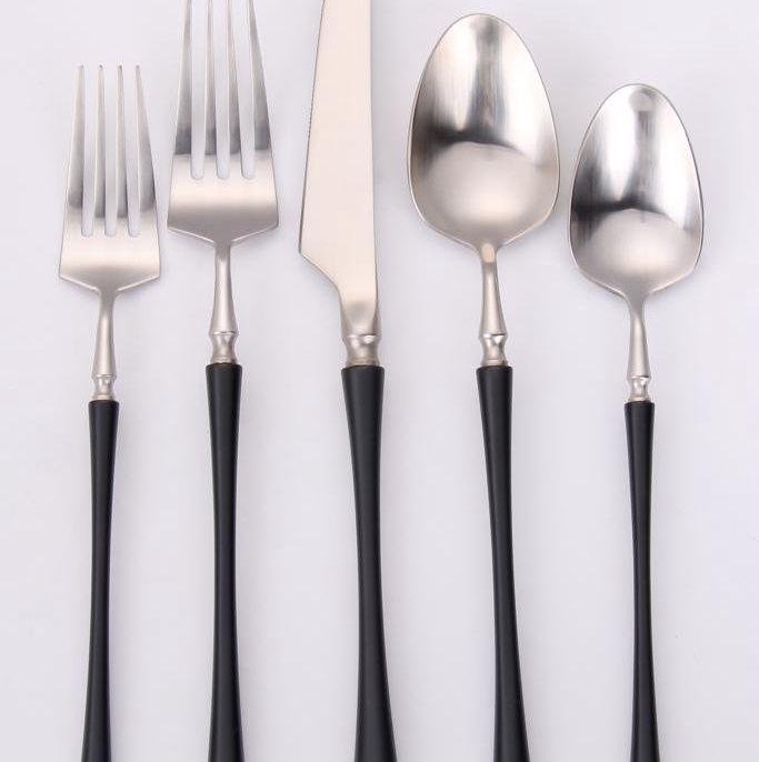 VF-30-IBS-SET - Irene, Two Tone Brushed Black And Silver, 18/10 Flatware, 20 Pc Set,