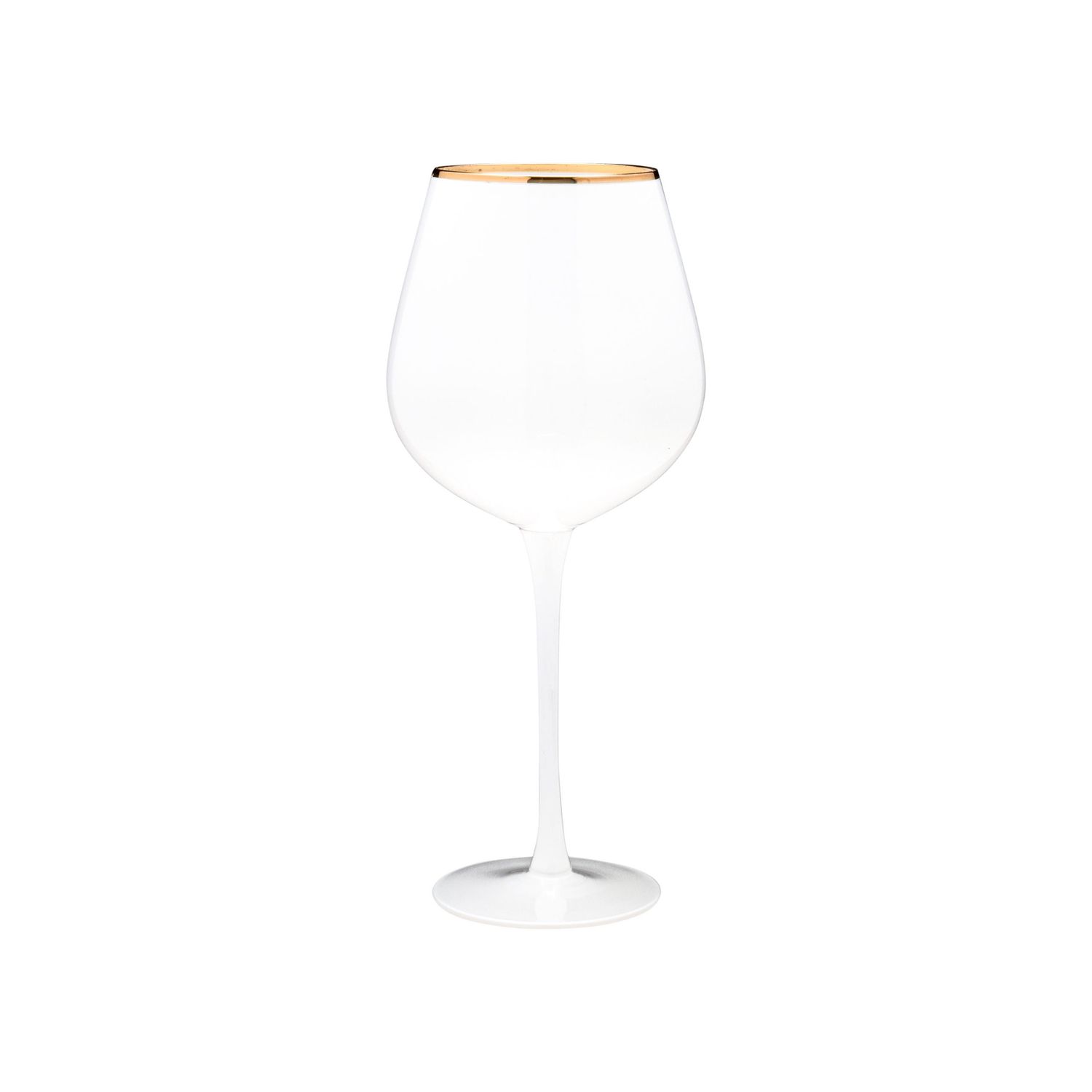 VD-P27-WH - Vikko Decor - Platinum, White with Gold Rim, Wine Glass, 27 oz