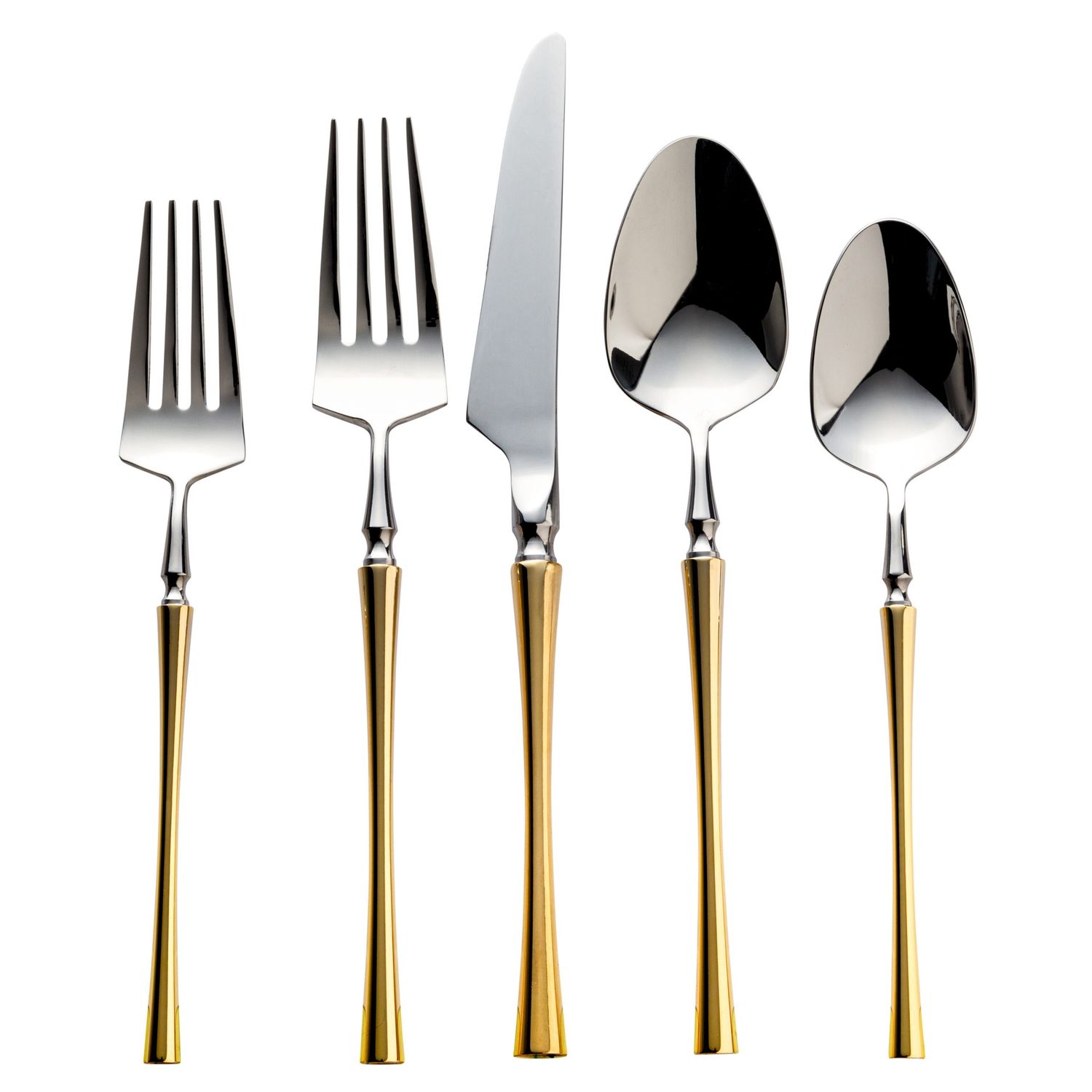 VF-35-IGS-SET - Irene, Two Tone Mirror Gold And Silver, 18/10 Flatware, 20 Pc Set