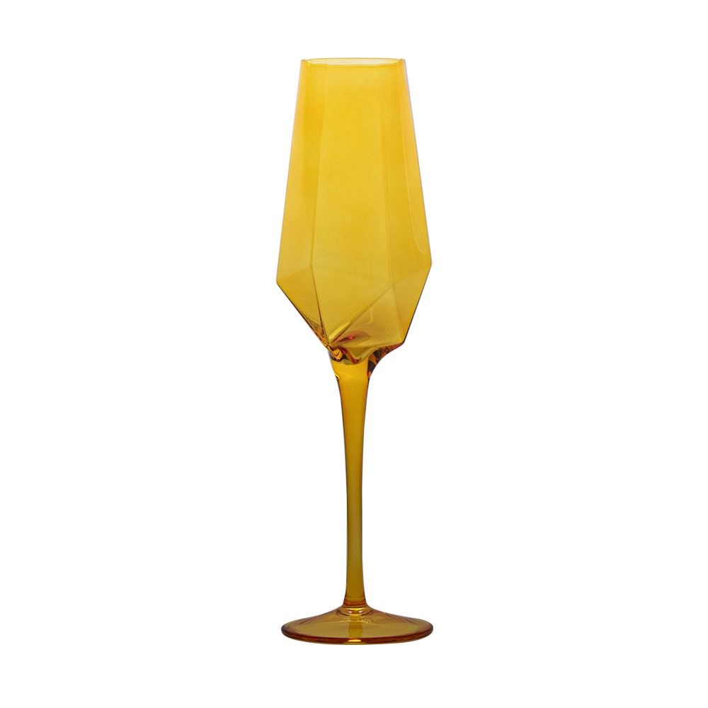 VD-7015-YL - Vikko Decor - Sparkle, Yellow, Champagne Flute, Glass, 15 Oz