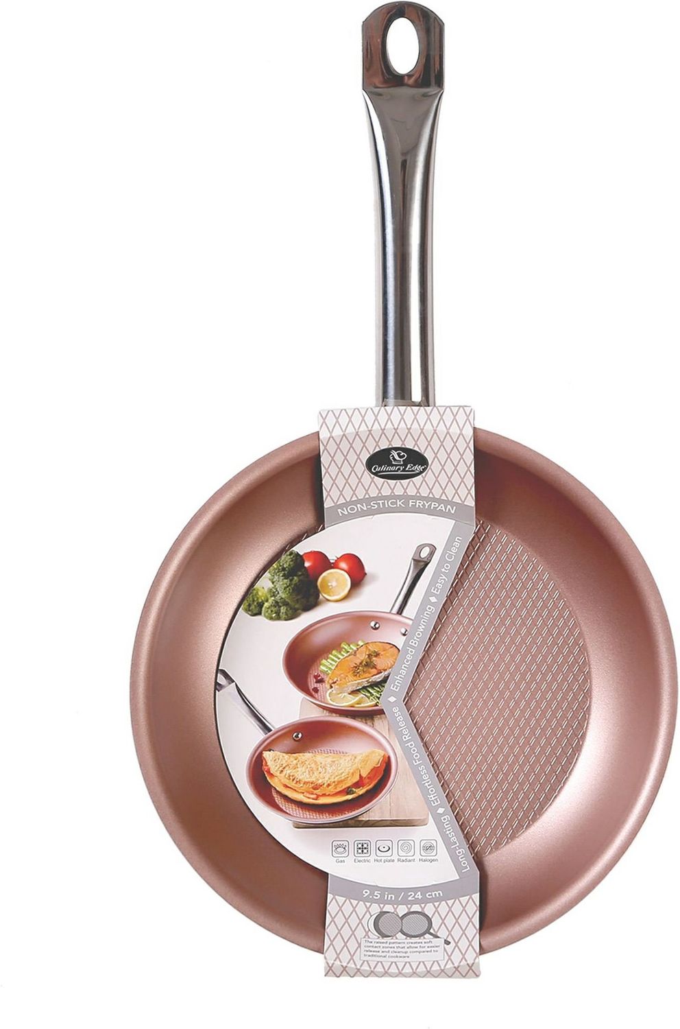 CE2361 - 9.5” Rose Gold, Diamond Textured Bottom Non-Stick Frypan