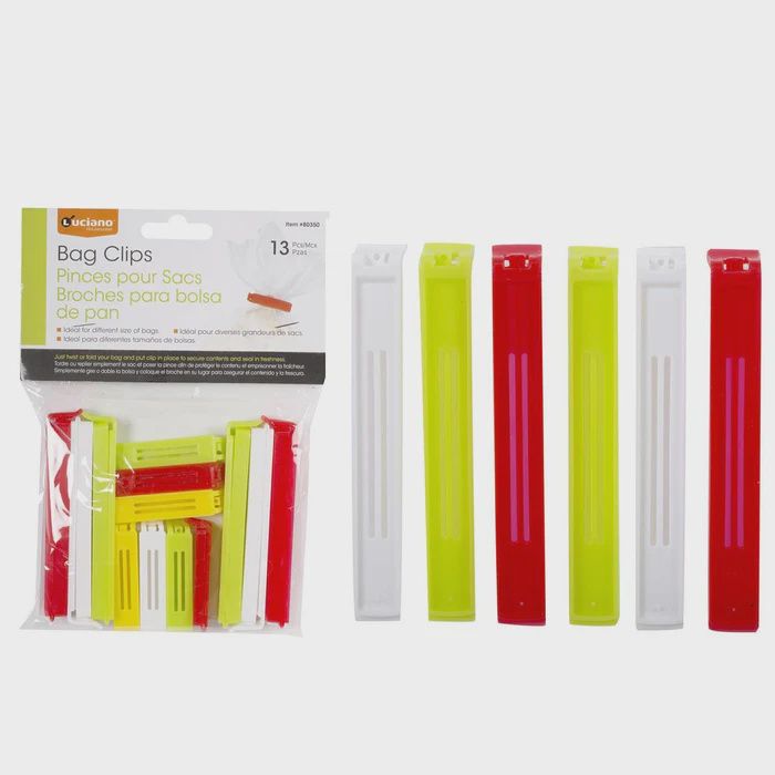 CT-80350 - Bag Clips, Asst Red, Green, Yellow, White, 13 Pk