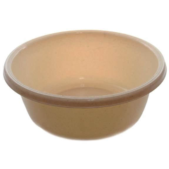 1148 - Round Plastic Wash Basin 11.25in beige w dots