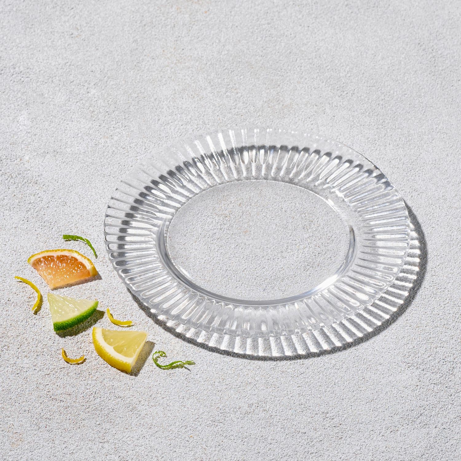 VD-0609-CL - Vikko - Decor, Forest, Ribbed Glass Bread and Butter Plate, Clear, 6.5&quot;