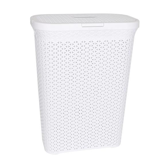1664 - Slim Laundry Hamper Basket, White