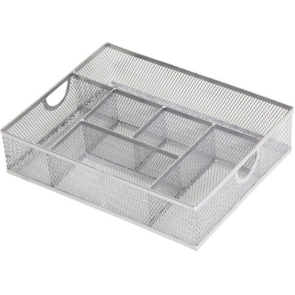 2262 - Desk Drawer Organizer, Metal Mesh, Silver