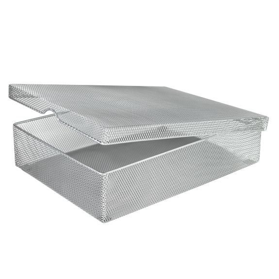 2376 - Hinged Mesh Pencil Box Silver Medium