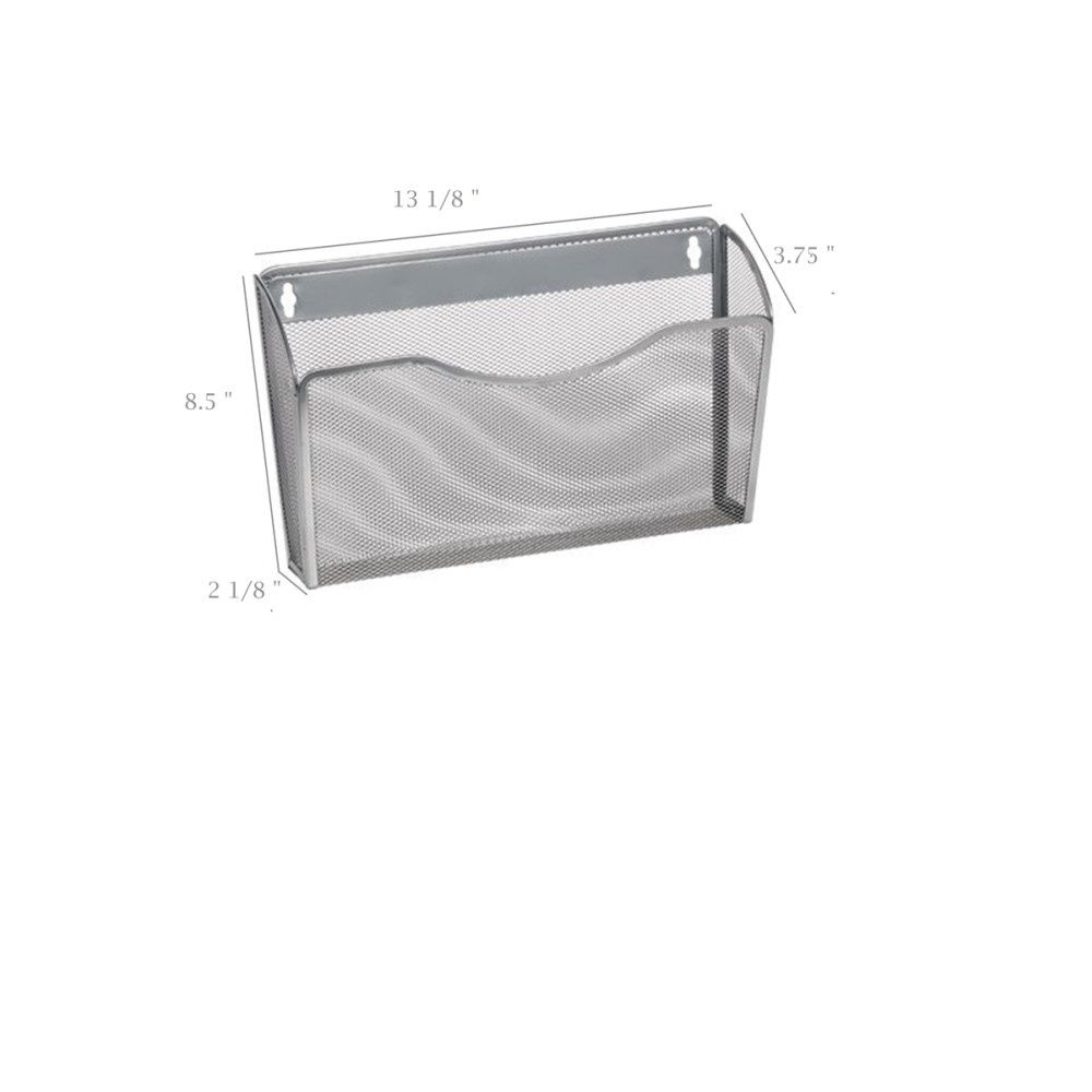 2446 - Single Pocket Wall File Mesh Silver