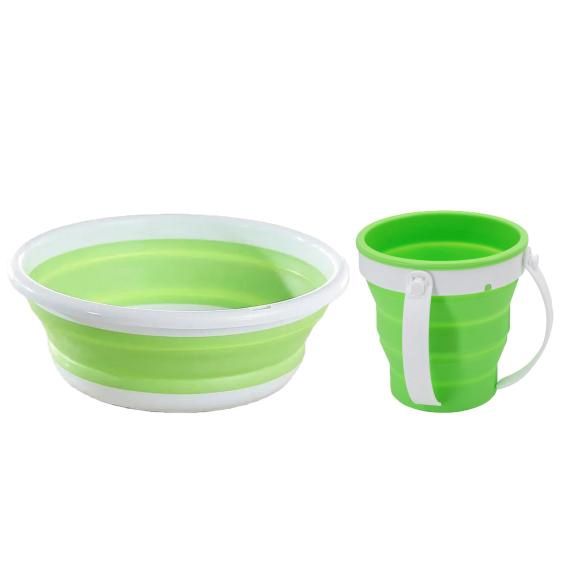 K1221-331-Collapsible Plastic Wash Cup and Basin green