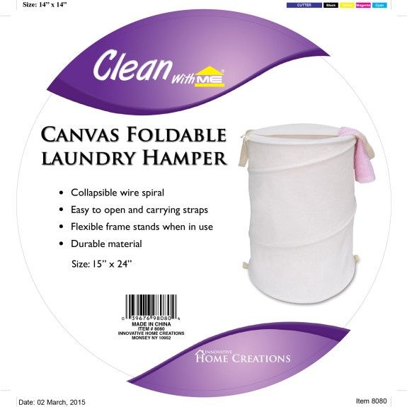 8080 - Canvas Foldable Laundry Hamper, 15x24
