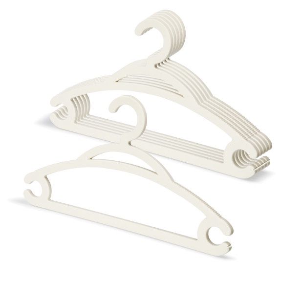 39-1192 WHITE - Plastic Wardrobe Hangers, 6 Pack
