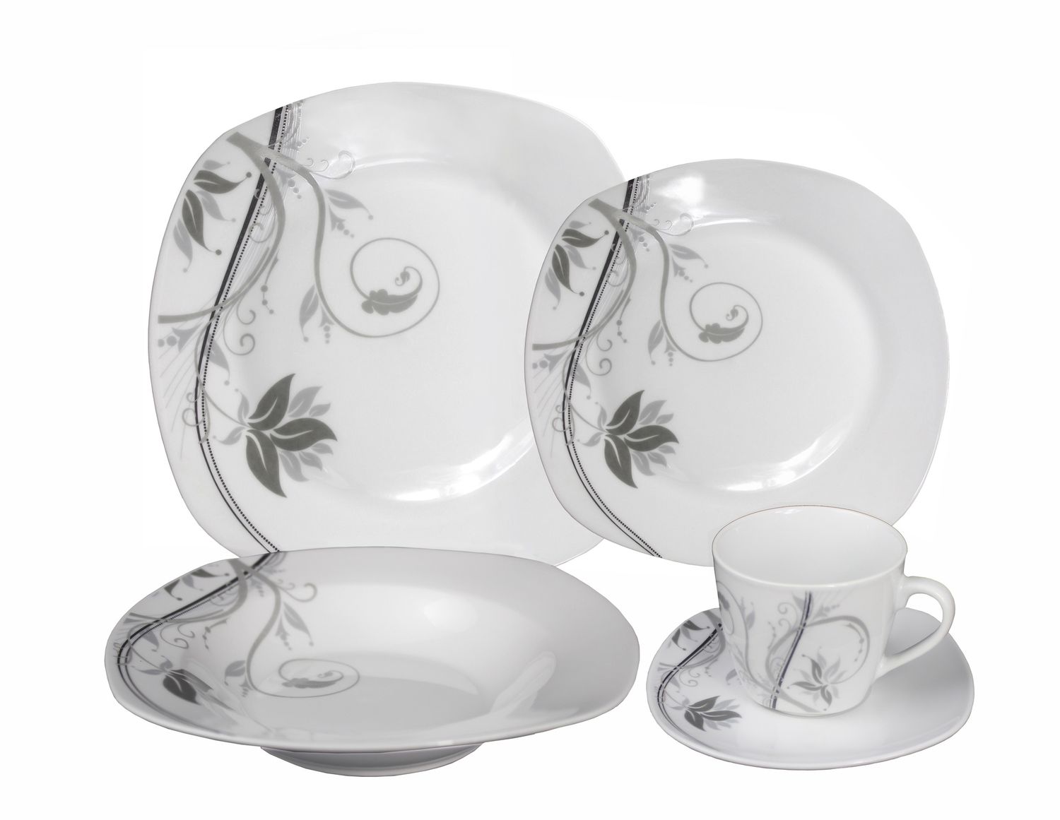 LH410 - 20 PC DINNERWARE SQ. GREY FLOW
