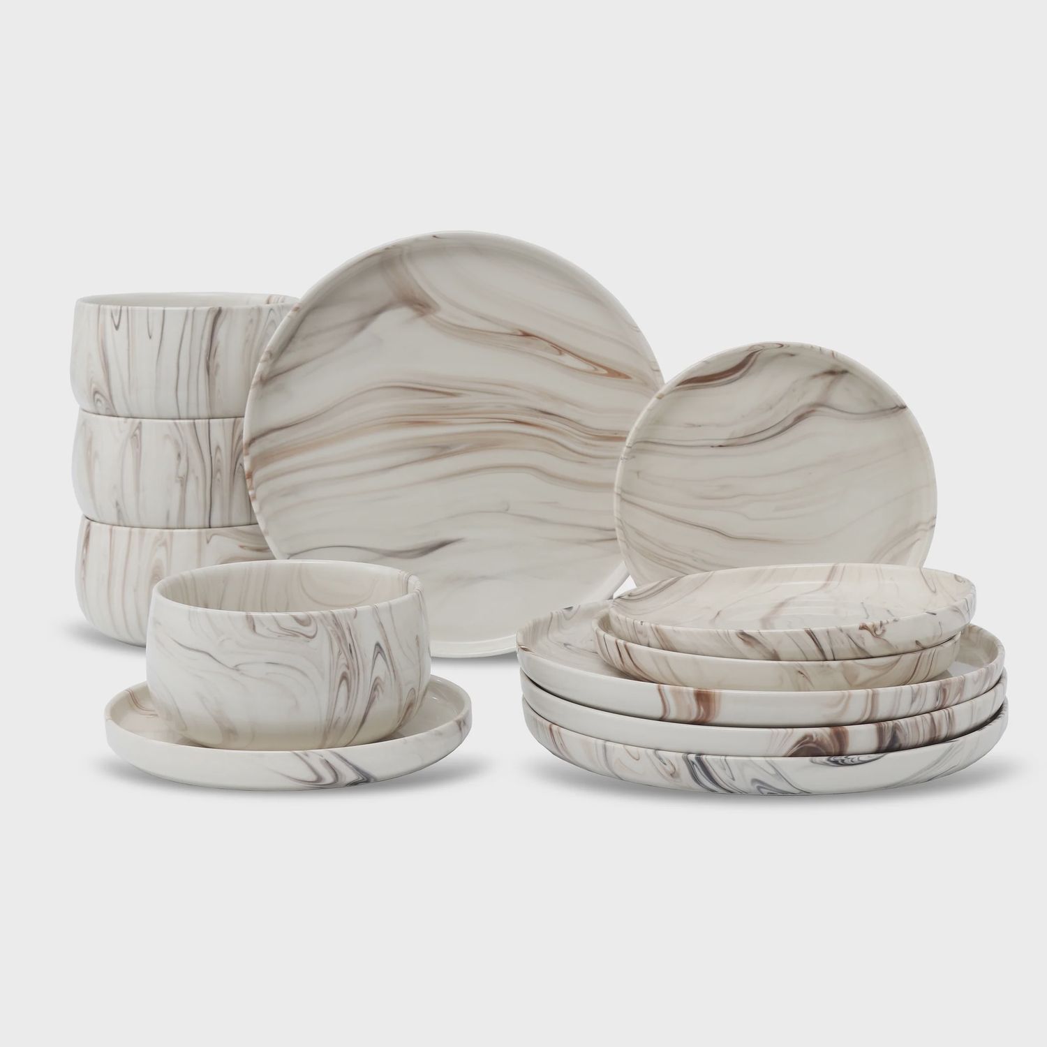 LH575 - 12PC. SHINY MARBLE DISHES ST/4