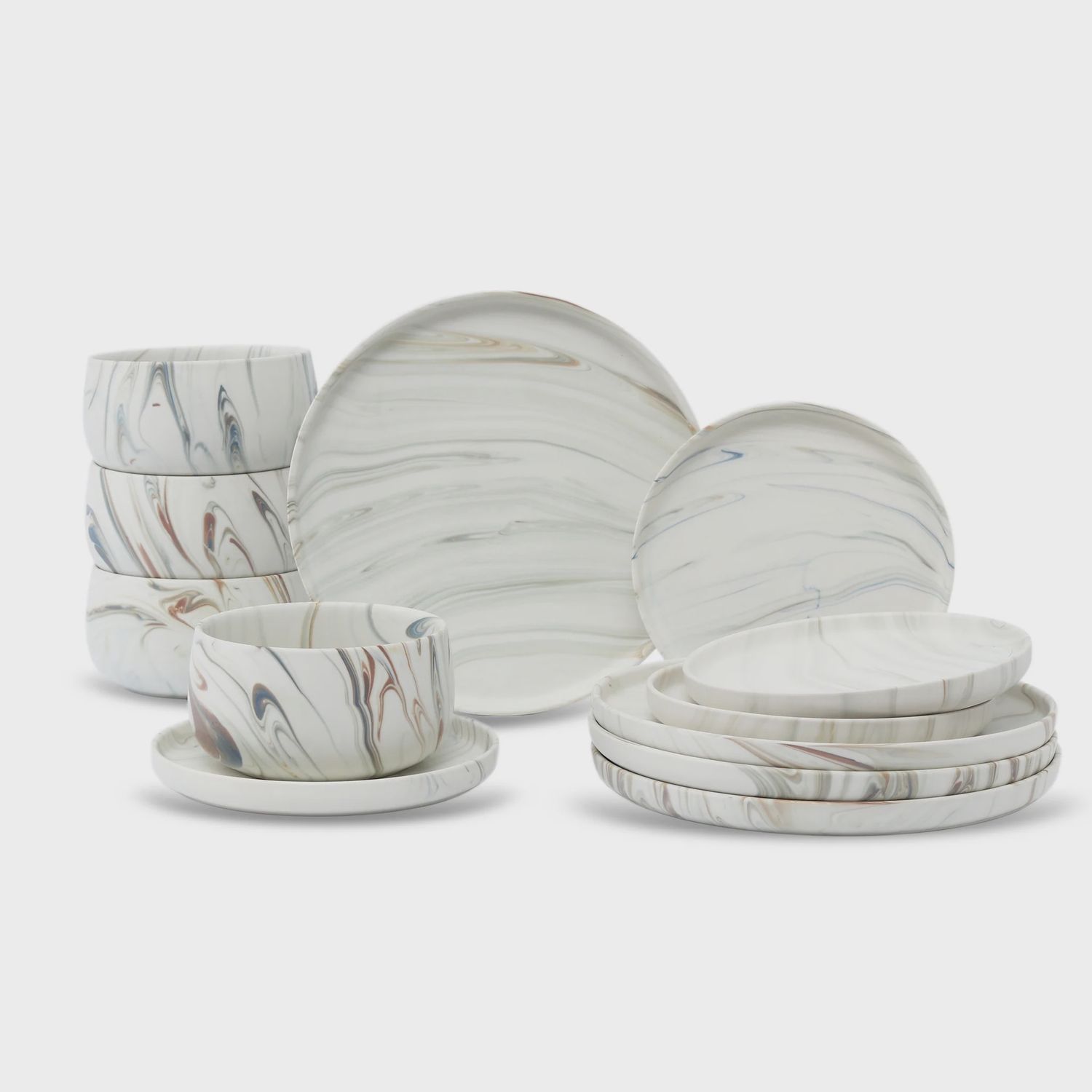 LH576 - 12PC. MATTE MARBLE DISHES ST/4