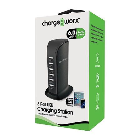 CHA-CX2107BK 6 Port Charging Station USB &amp; USC-C Rapid Charge