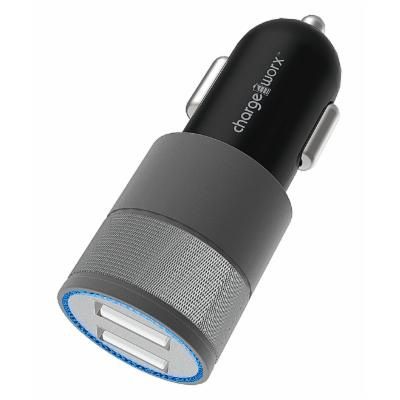 CHA-CX3049BKGR - Car Charger Dual USB 2.4Amp Lighted Black/Gray