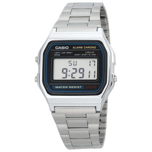 CASA158-W - Casio Digital Watch Silver Stainless Steel Water Resistant , Alarm