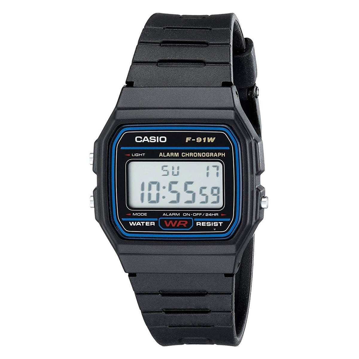 CASF91W-1 - Casio Mens Classic Black Digital Watch Resin Strap