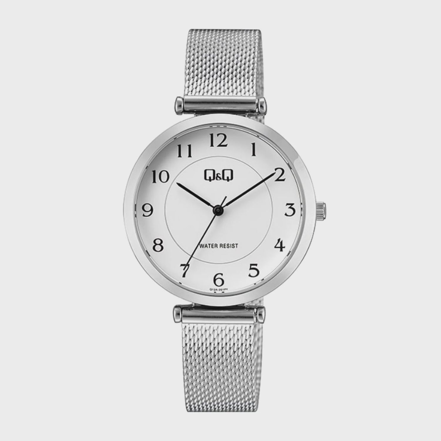QQQ13A-001PY - Q&amp;Q Analog Silver Mesh With White Dial Watch