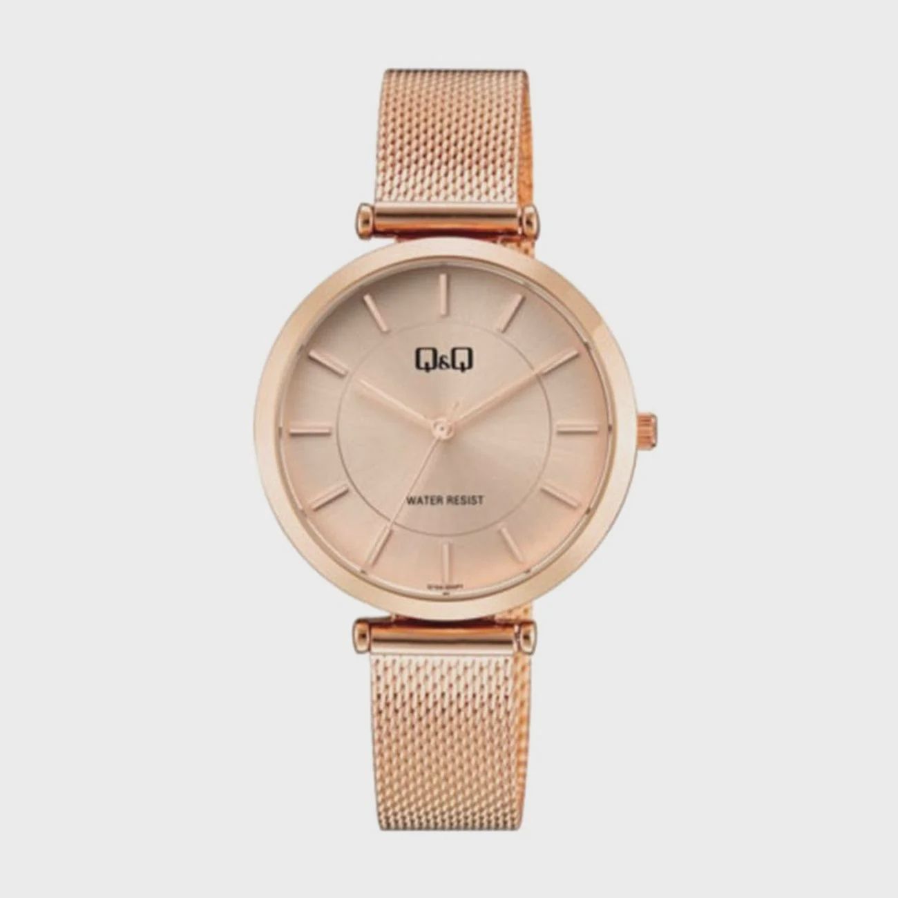 QQQ13A-005PY - Q&amp;Q Analog Rose Gold Mesh Rose Gold Dial Watch