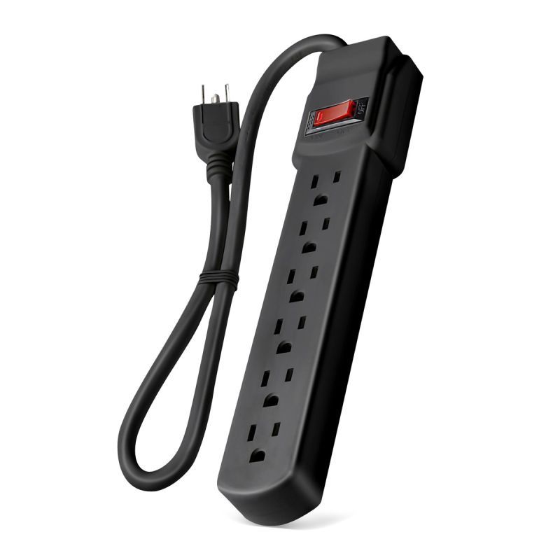 PSS6BK - 6 Outlet Surge Protector with 2.5 FT Power Cord, Black