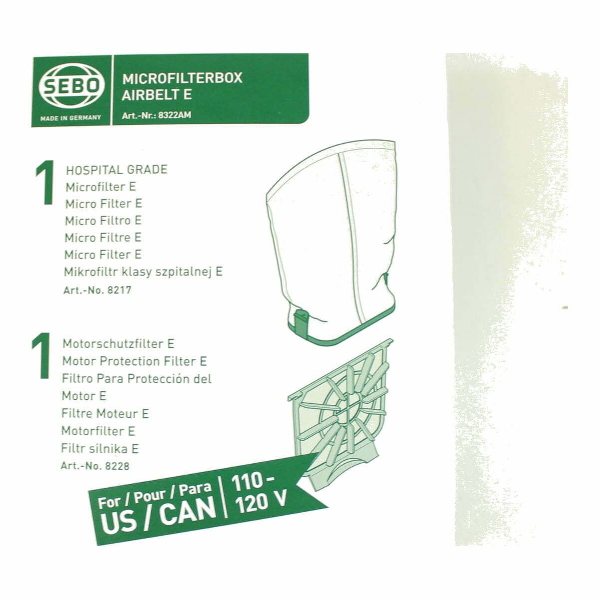 E FILTER SET F/SEBO