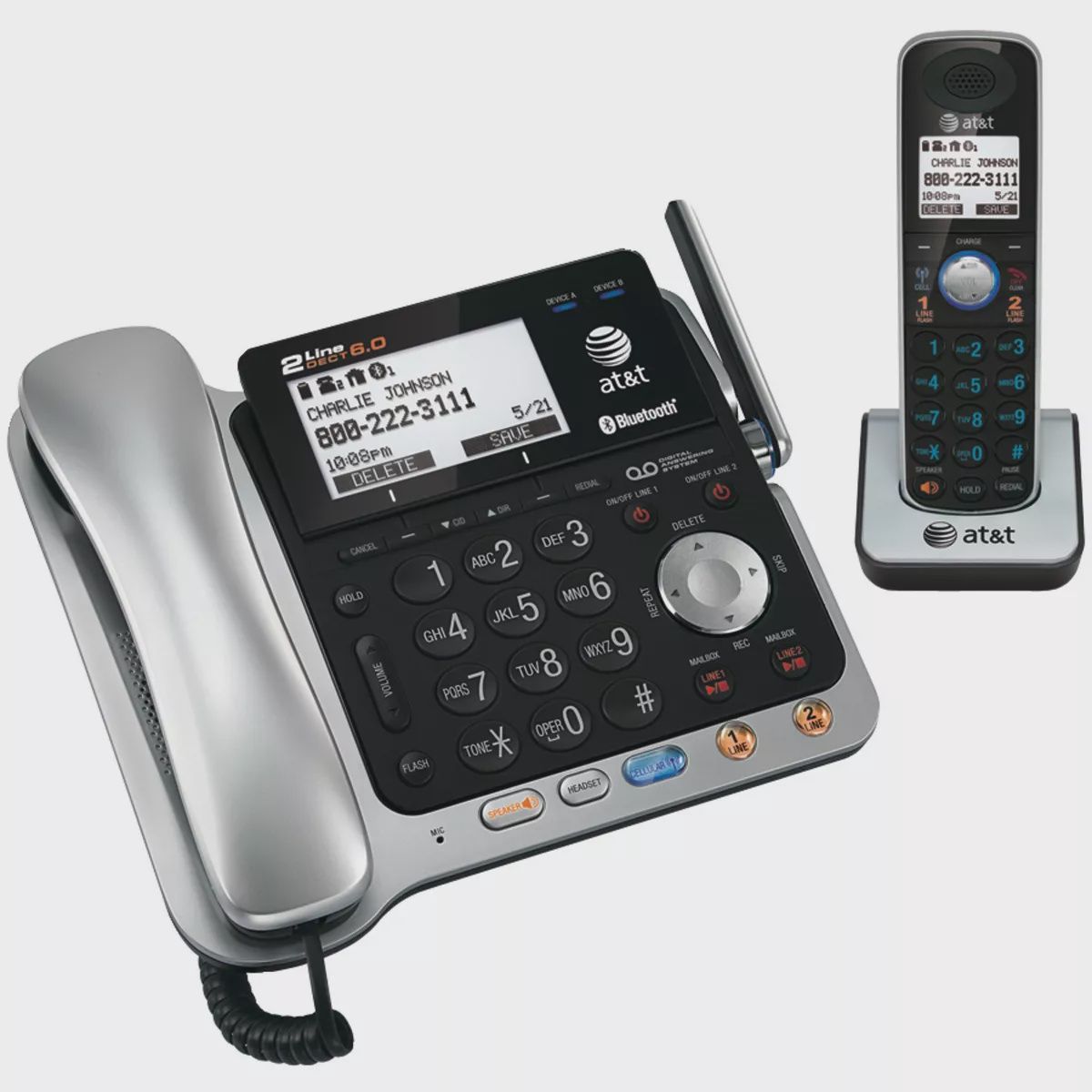ATTTL86109 -  DECT6.0 2-Line Corded/Cordless Answering System with Call-Waiting caller ID