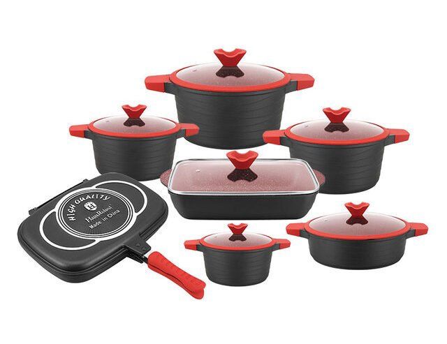 HR132-1 -  HAUS ROLAND COOKWARE 14 PC. SET, RED