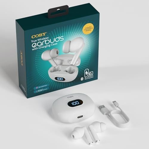 COBY-CETW526WH - Coby True Wireless Earbuds w LCD Indicator White