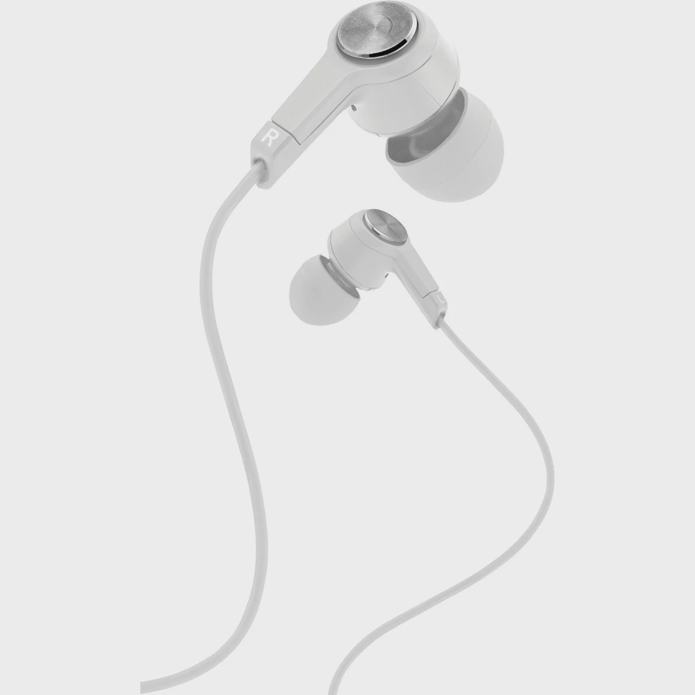 COBY-CVE225WH - Earbuds Metal Housing Mic 1 Touch Silver