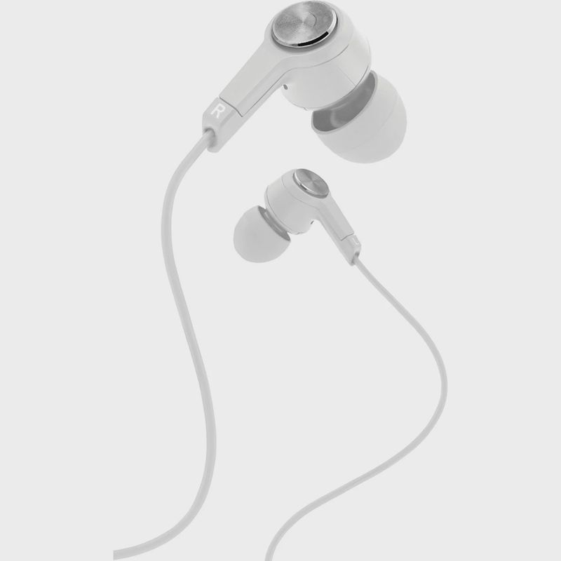 COBY-CVE225WH - Earbuds Metal Housing Mic 1 Touch Silver