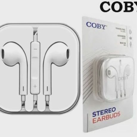 COBY-CVE270WH - Wired Earbuds Apple Style Case Mic