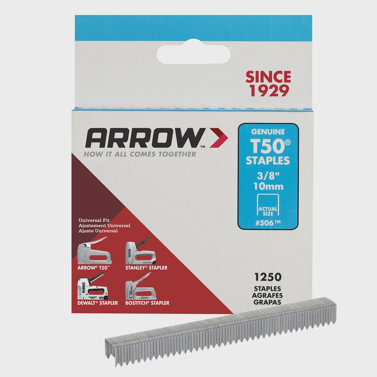 AFC-50624 - ARROW STAPLES- T50- 1250 ct -3/8&quot; # 506
