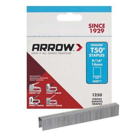 AFC-50924 - ARROW STAPLES- T50- 1250 ct -9/16&quot; # 509