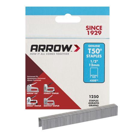 AFC-50824 - ARROW STAPLES- T50- 1250 ct -1/2&quot; # 508