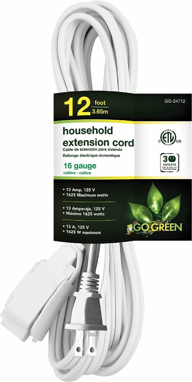 GG-24712 - EXT.CORD-16/2- WHITE 12 FT