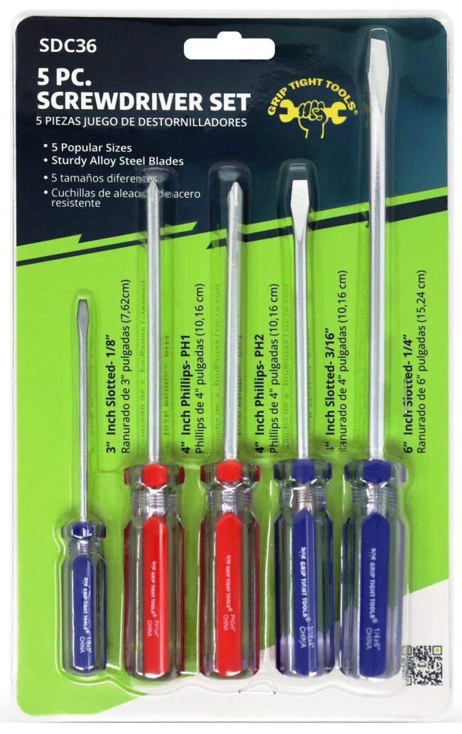 GT-SDC36 - 5 pc. SCREWDRIVER SET COMMON SIZES