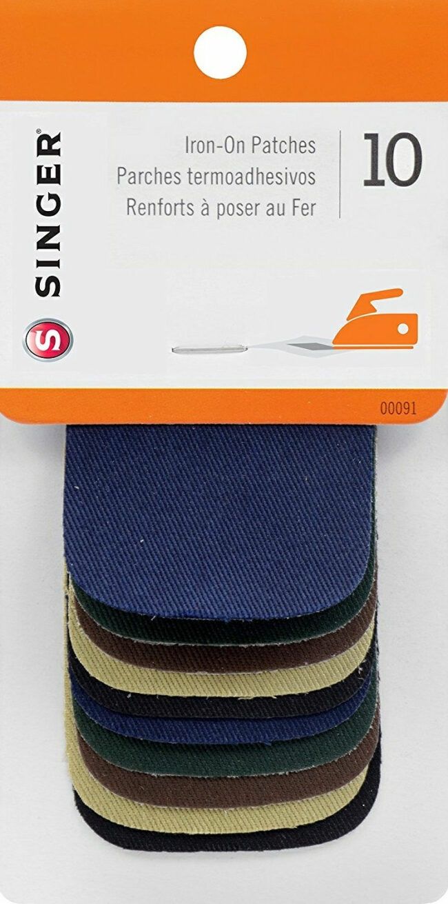 SING-00091 - SINGER-IRON ON PATCHES-2&quot;X3 CD/10 - ASSTD COLORS