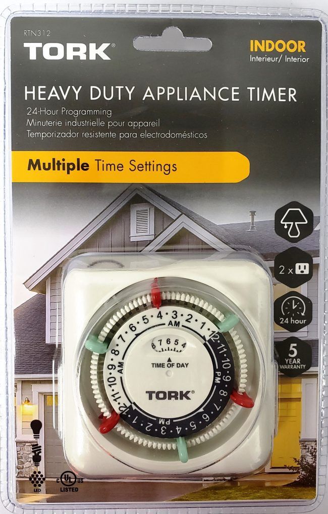 TORK-RTN312 - TIMER-24HR-H.DUTY-3x 0N/0FF-TWO RECEPTACLES